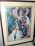 Sister Mary's serigraph "Madonna" measures 16"x22" - its appropriately simple elegant black frame size is 23"x30".