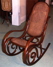 What a beautiful English Thonet-Bentwood Rocking Chair! See more wonderful antique English chairs at Antique-Antiques UK